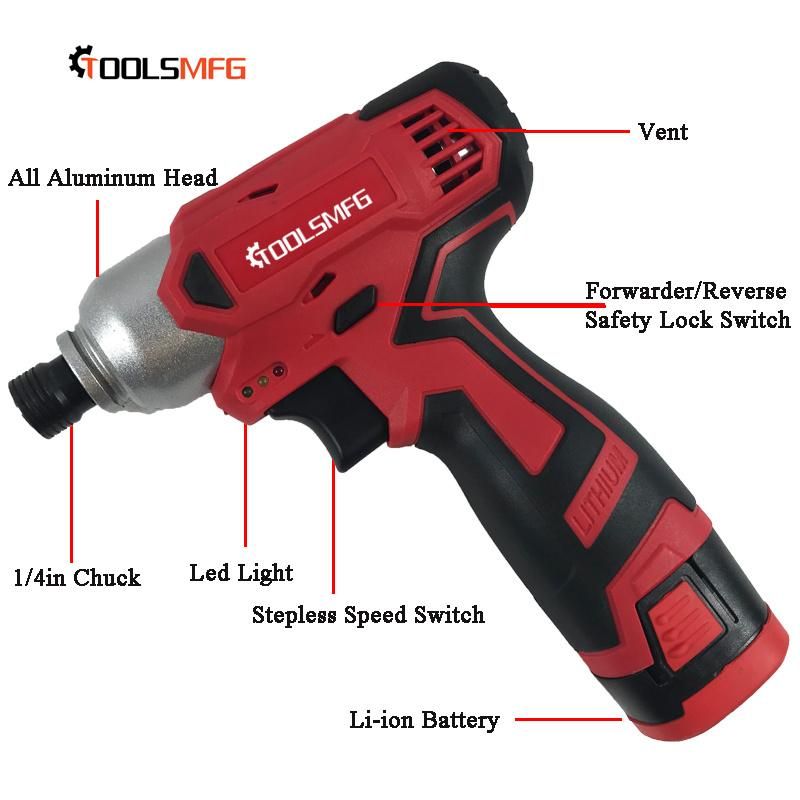 Toolsmfg 16.8V Electric Impact Screwdriver 1/4" Driver