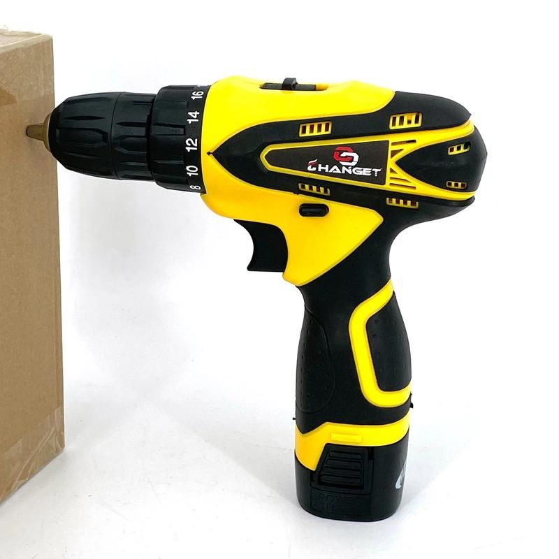 Cg-2002 Yellow Double Speed 12V 16.8V 21V Li-on Lithium Battery Professional Manufacturer Hand Rechargeable Forward and Reverse Impact Cordless Drill