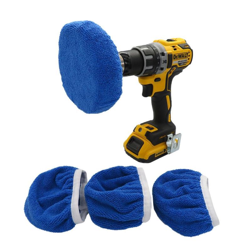 Cross-Border Supply 5-6 Inch Dark Blue Car Waxing Cloth Microfiber Polishing Waxing Set Car Cleaning Beauty