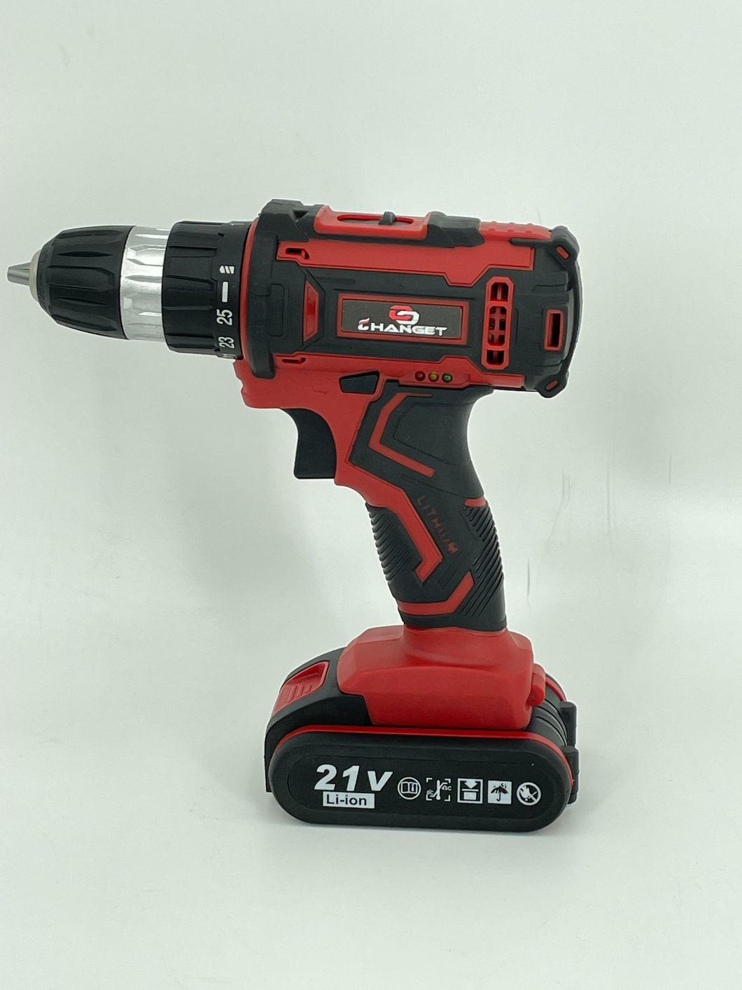 Cg-3007red Double Speed 12V 16.8V 21V Li-on Lithium Battery Professional Manufacturer Hand Rechargeable Forward and Reverse Impact Cordless Drill