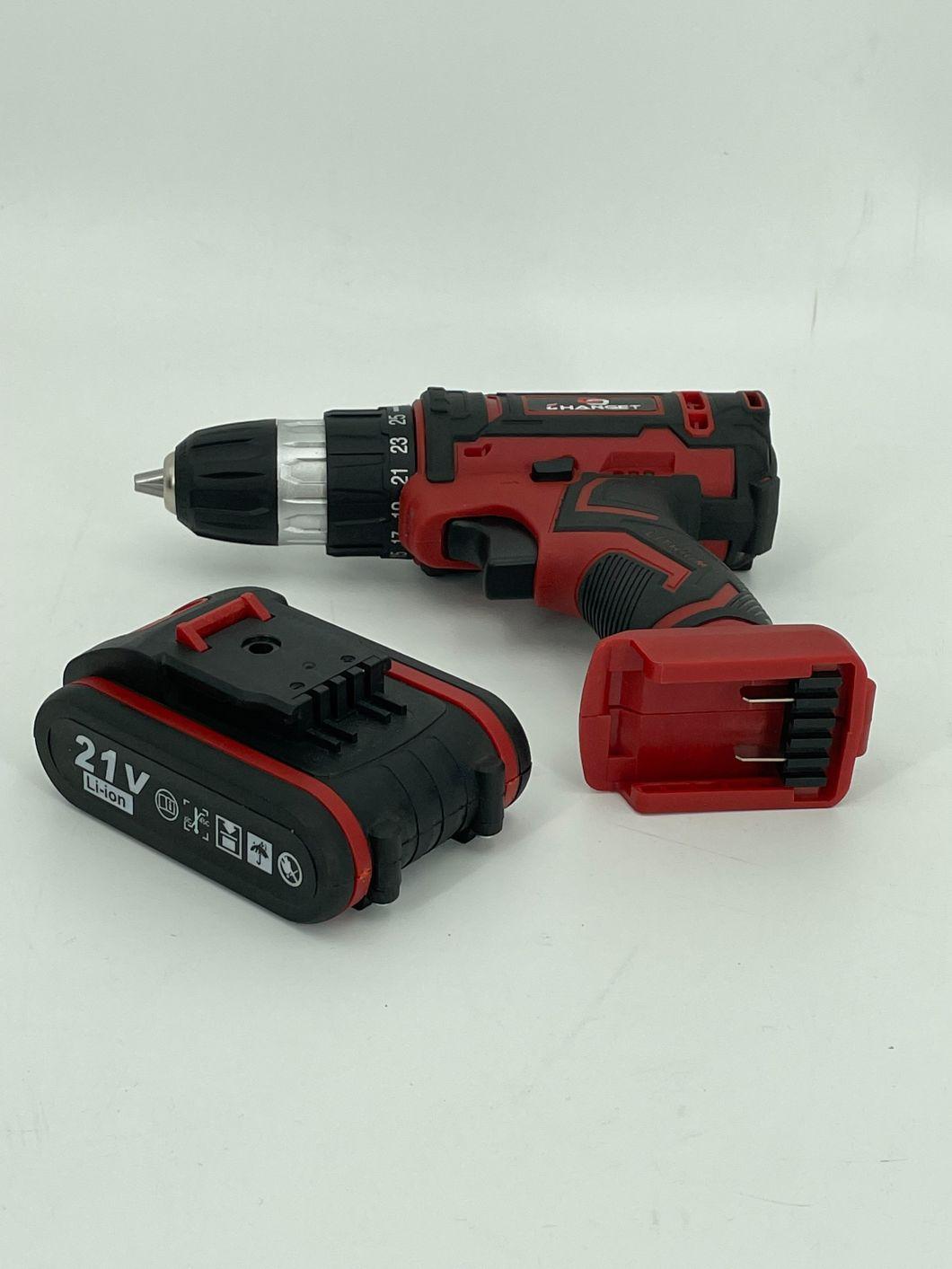 Cg-3007red Double Speed 12V 16.8V 21V Li-on Lithium Battery Professional Manufacturer Hand Rechargeable Forward and Reverse Impact Cordless Drill
