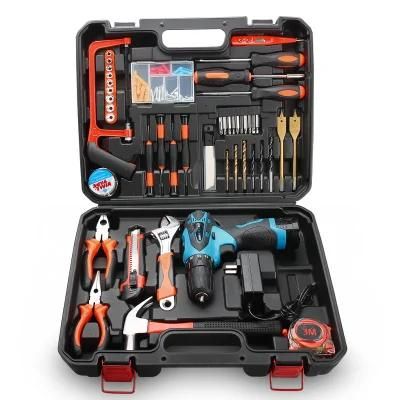 Transparent Plastic Box Packaging 136PCS Hardware Tools Set 21V Lithium Electric Drill Set Household Common Maintenance Tools