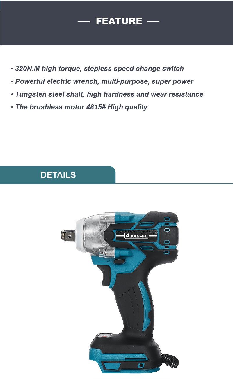 Toolsmfg 20V 220n. M Professional Burshless Impact Electric Wrench Factory