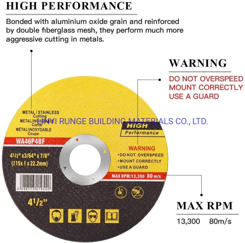 Metal and Stainless Steel Abrasive Cut off Wheels Cutting Discs for Angle Grinders 4.5"