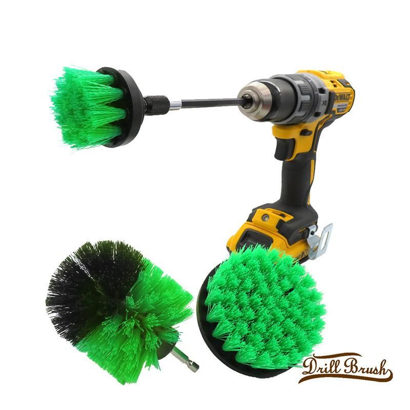 Electric Drill Brush Green 4-Piece Set 2 Inch 3.5 Inch 4 Inch Electric Cleaning Brush