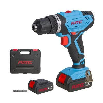 Fixtec Power Drill 12V Li-ion Cordless Drill with LED Working Light Drilling Machine