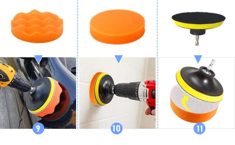 Cross-Border Supply Car Beauty Cleaning Tool 16 Sets of Electric Drill Cleaning Brush Head PP Detail Brush Wave Sponge