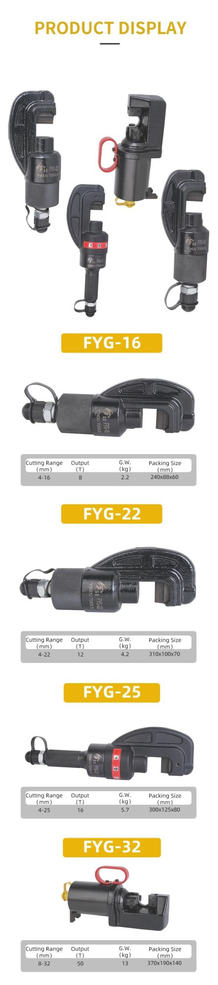 16t Separate Type Hydraulic Steel Bar Cutter (FYG-22)