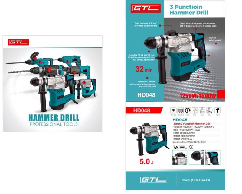 Power Tool 1050W Rotary Hammer Drill with Variable Speed