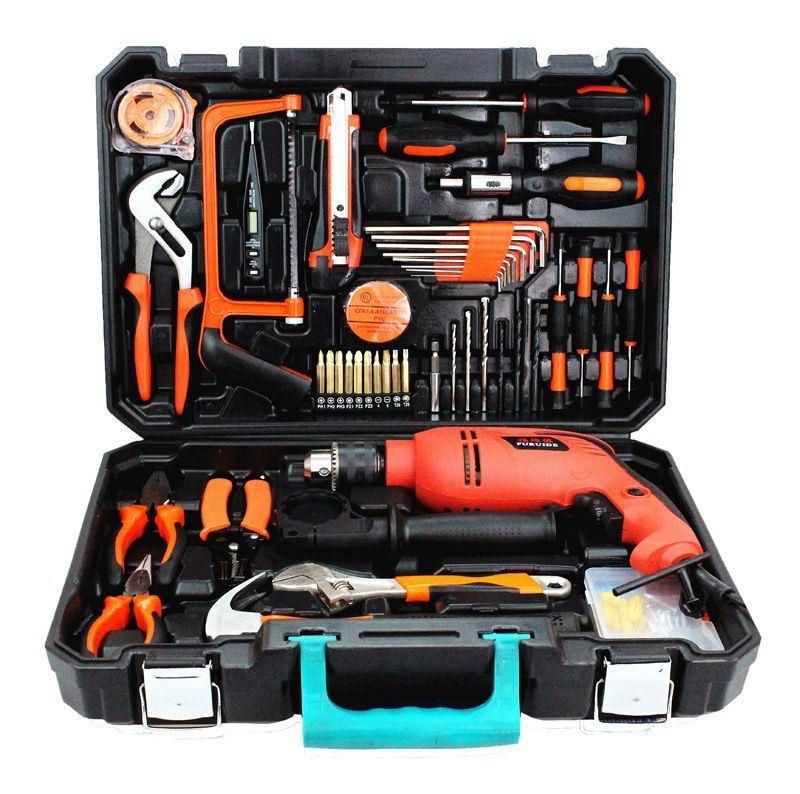 122PCS Blow Molded Case Household Home Use Electrical Power Tool Set Lithium Battery Cordless Drill Set