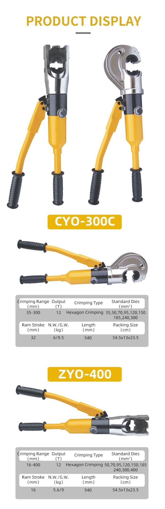 Hydraulic Cable Lug Crimping Pliers (ZYO-400)