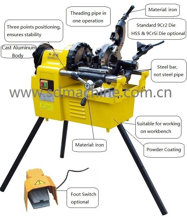 High-Speed Pipe Threading Machine For Threading Pipes 1/2"-2" /Z1T-SD50F