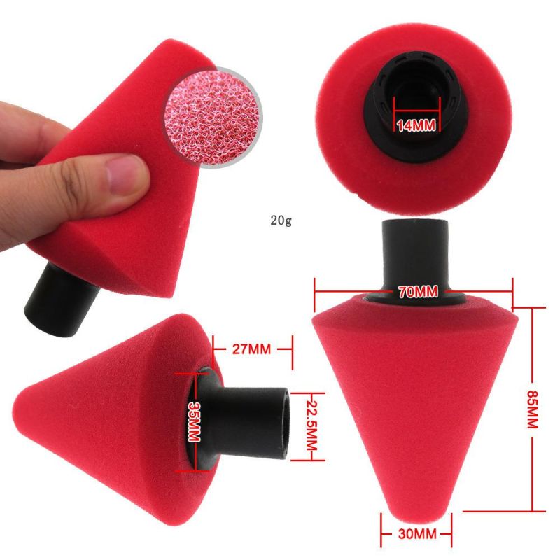 Cross-Border Supply 70mm Red Chamfered Cone Car Polishing Sponge Car Wheel Cleaning Car Wash Sponge Brush
