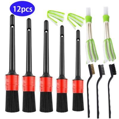 Cross-Border Source Car Cleaning Brush 12-Piece Amazon Hot Sale Car Beauty Interior Dust Removal Detail Brush