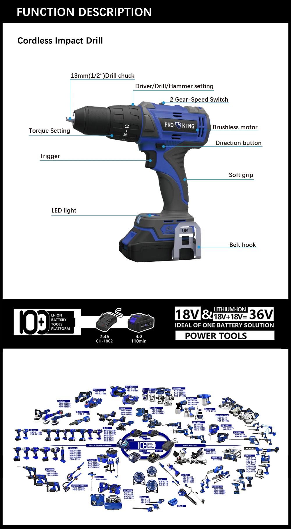 Cordless Impact Drill Brushless Motor 45nm