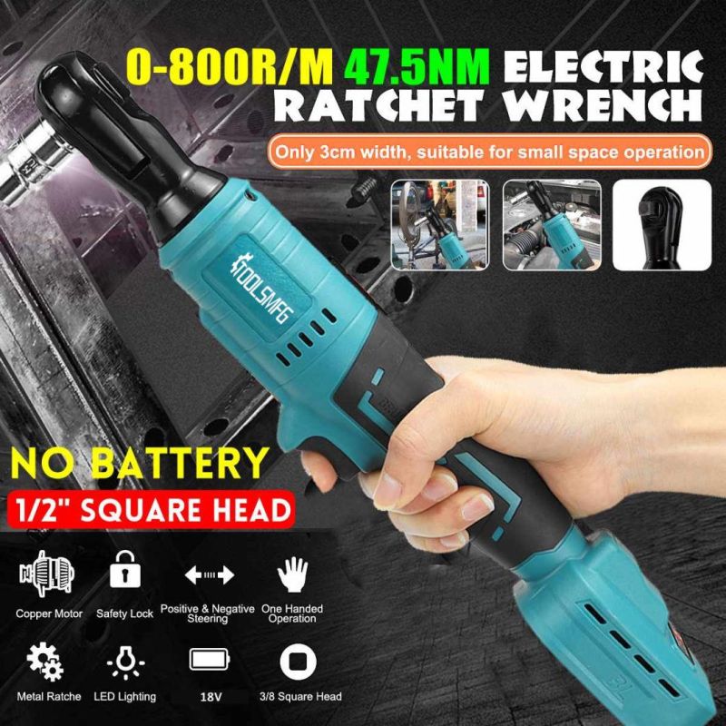 Toolsmfg 20V Brushless Motor Cordless Right Angle Ratchet Wrench Electric Ratchet Wrench Rechargeable Repairtool