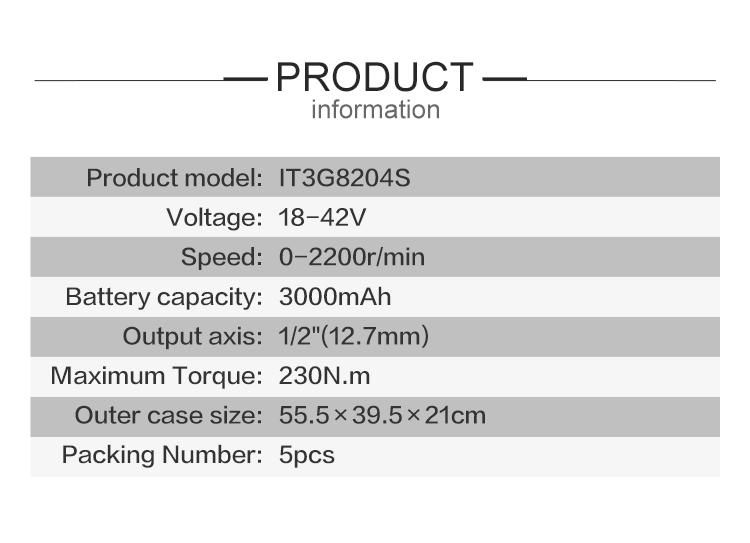 Chinese Factory Hot Sale Cordless Impact Wrench Brushless Motor Wrench Electric Impact Wrench