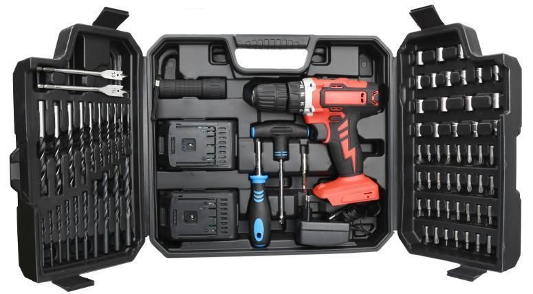 China Factory High Quality Construction Tools 20V Lithium Battery Two Speed Cordless Impact Drill Set Electric Tool Power Tool