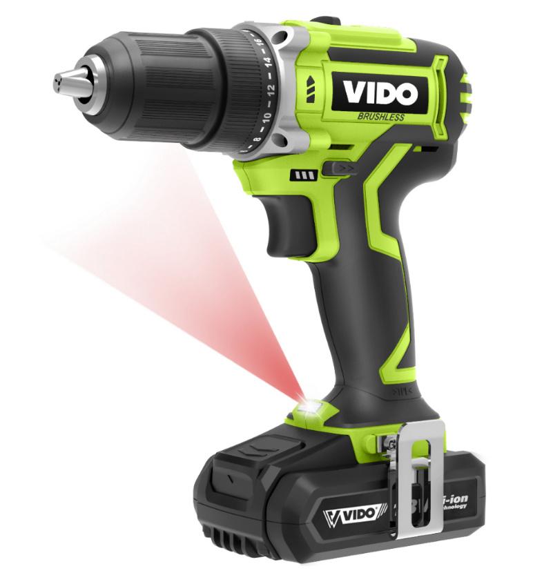 Vido 18V 45nm Compact Brushless Drill 2.0ah Li-ion Battery Electric Power Drill Driver