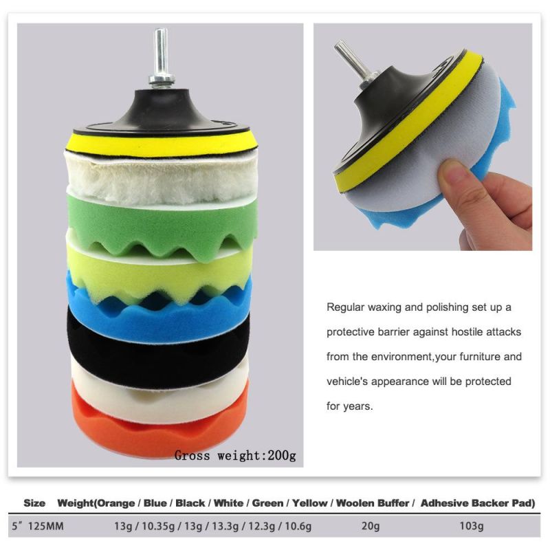 Cross-Border Supply 5 Inch 8 Pieces of Wavy Car Polished Sponge Car Cleaning Wax Polished Car Wash Sponge