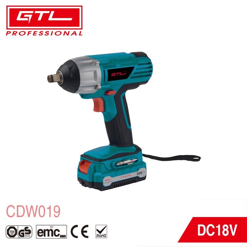 DC 18V 260n. M 1/2 Inch Drive Electric High Torque Wrench Power Tools Lithium Cordless Impact Wrench (CDW019)
