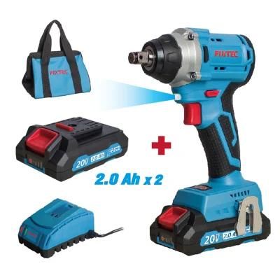 Fixtec Chargeable Battery 20V Brushless Power Tool Cordless Impact Wrench Set