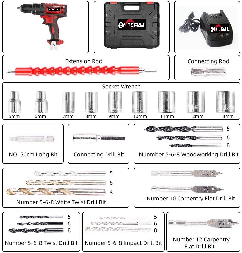 Professional Model-DC20V Max-Battery-Cordless/Electric-Hand Power Tools-Screwdriver Set/Impact Drill Set