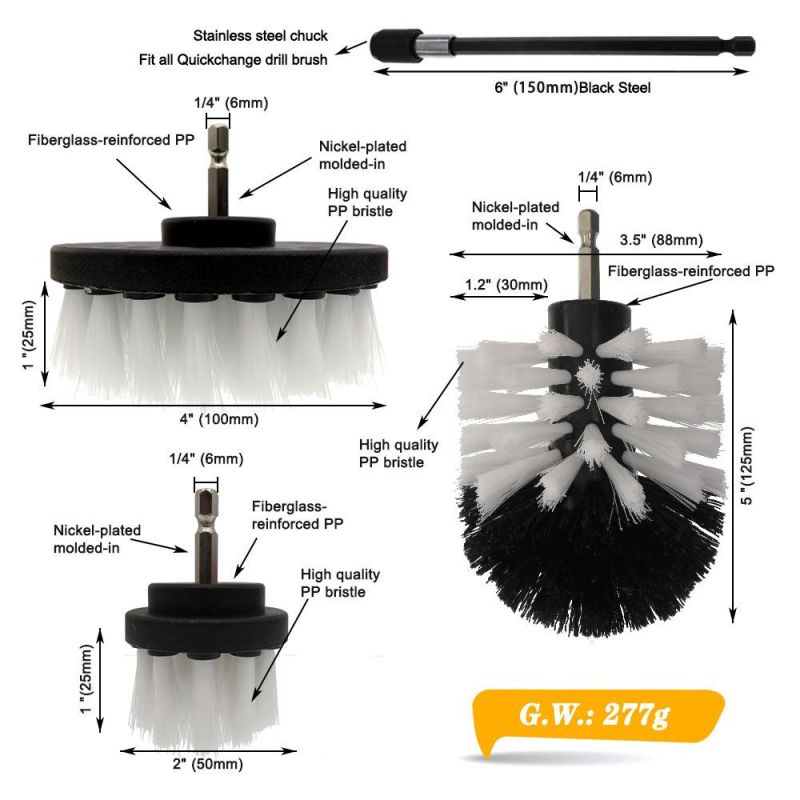 Electric Drill Brush White 4-Piece Set 2 Inch 3.5 Inch 4 Inch Electric Cleaning Brush
