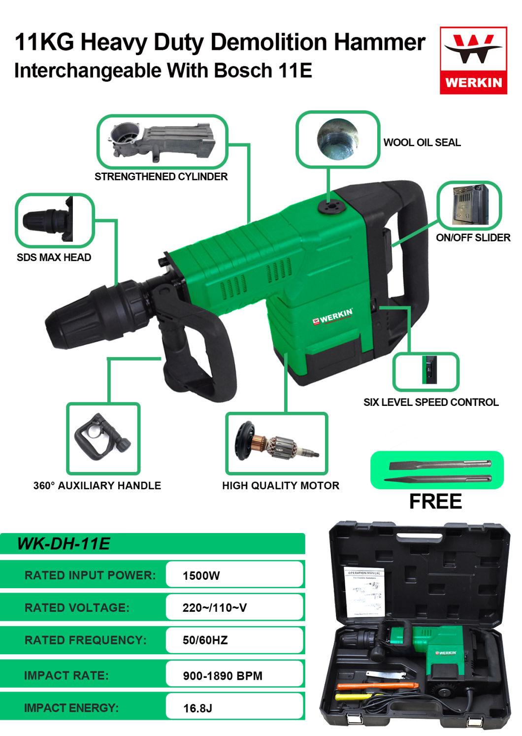 Werkin 11kg Demolition Breaker Hammer 11e Type with Speed Control