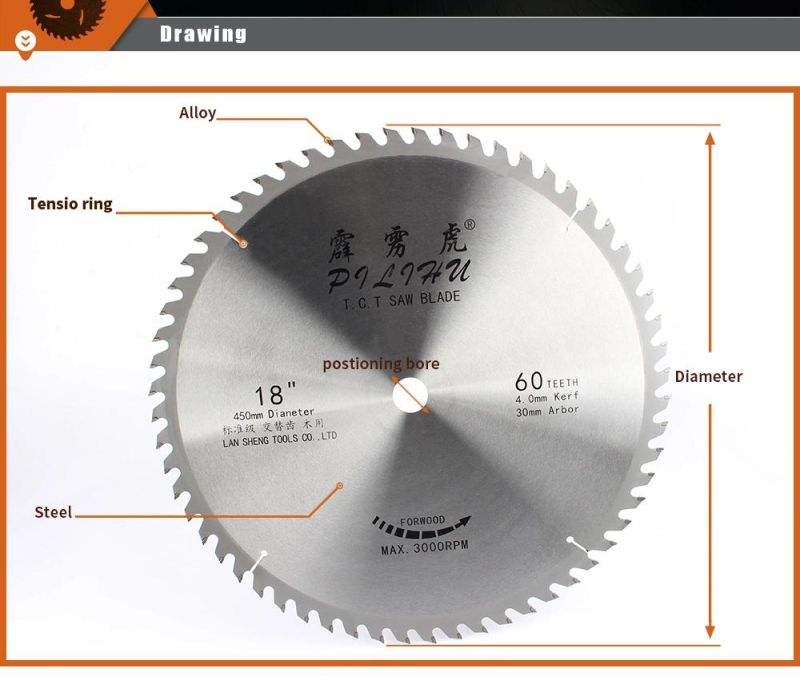 18 Inch 60t Tungsten Carbide Tct Circular Saw Blade For Cutting Wood