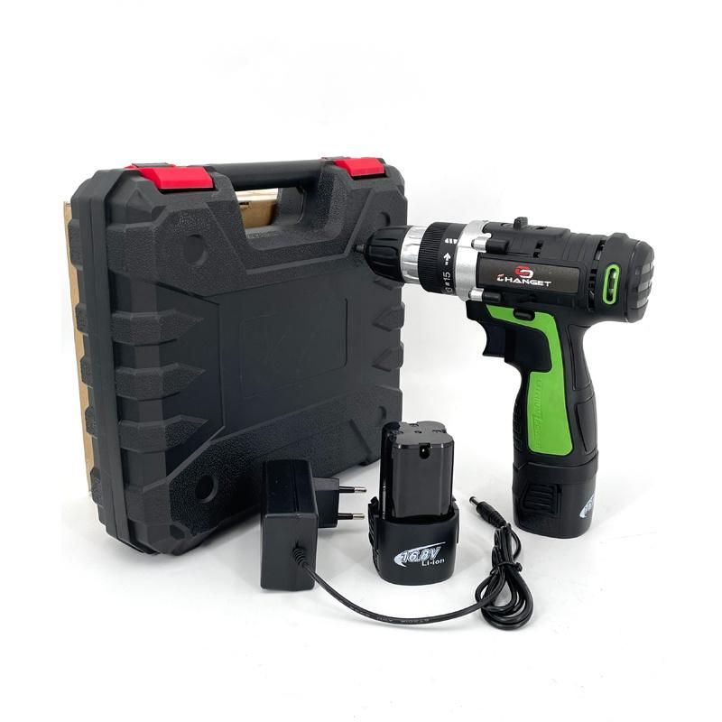 Cg-2004green Impact Double Speed 12V 16.8V 21V Li-on Lithium Battery Professional Manufacturer Hand Rechargeable Forward and Reverse Impact Cordless Drill