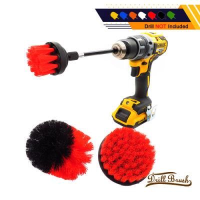 Electric Drill Brush Red 4-Piece Set 2 Inch 3.5 Inch 4 Inch Electric Cleaning Brush