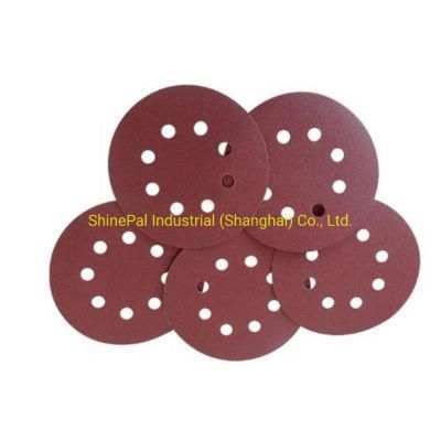 Customized Abrasives Disc Red Sanding Disc 125mm 5inch Without Holes Grit 120 Sandpaper Aluminum Oxide Red Sand Disc Pad
