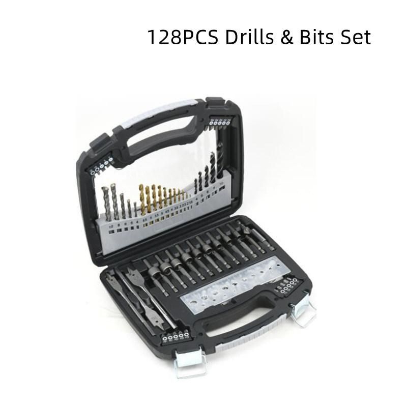 128PCS Combination HSS Drill Bit Set Include Twist Drill Wood Drill Screwdriver Masonry Drill Bits