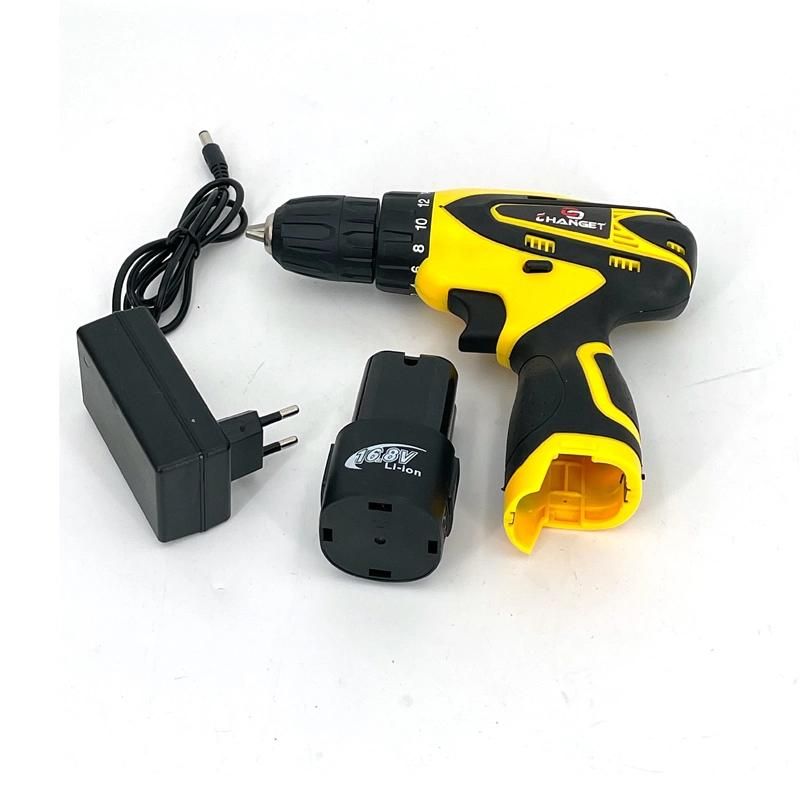 Cg-2002 Yellow Double Speed 12V 16.8V 21V Li-on Lithium Battery Professional Manufacturer Hand Rechargeable Forward and Reverse Impact Cordless Drill