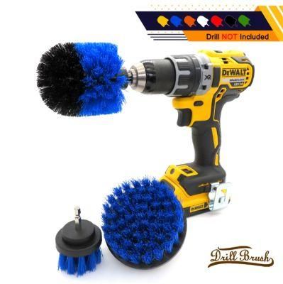 Electric Drill Brush 3 Pieces Set 2 / 3.5 / 4 Inches Nylon Blue Car Washing Brush Head dB0725