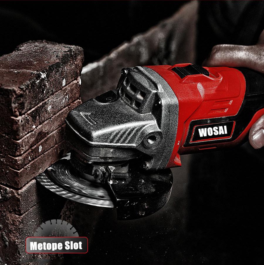 Wosai 20V Mini Angle Grinder Cordless Power Tool Angle Grinder with 2PCS Battery for Wood Metal