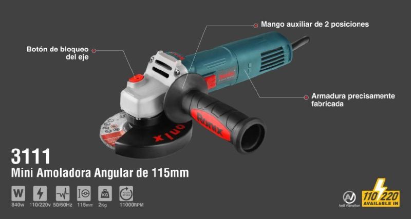 Ronix Model 3111 High Quality 115mm 1050W Mini Anti Vibration Mini Angle Grinder Machine