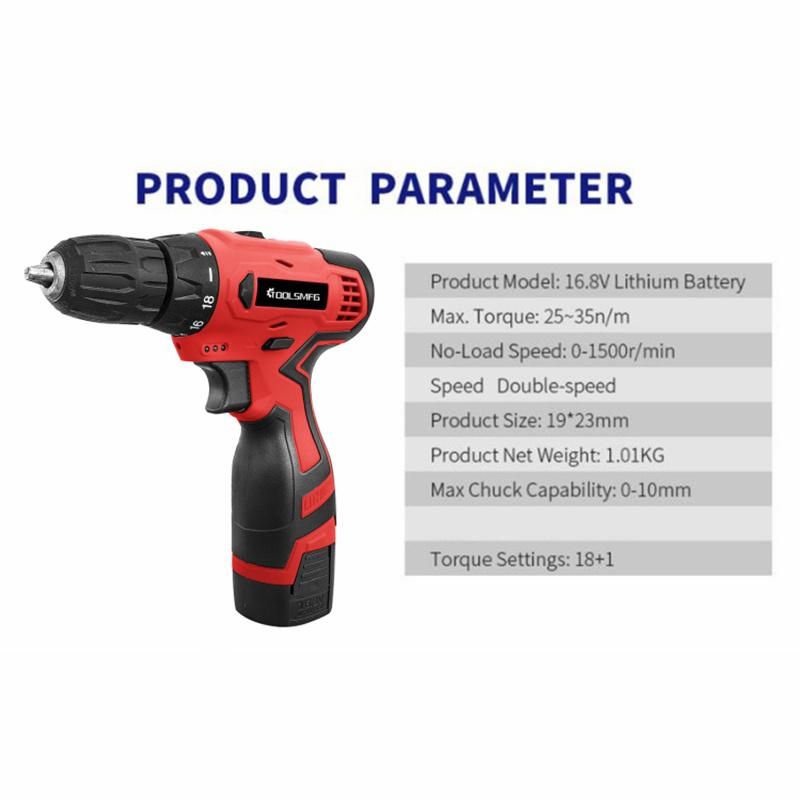 Toolsmfg 16.8V Cordless Electric Drill