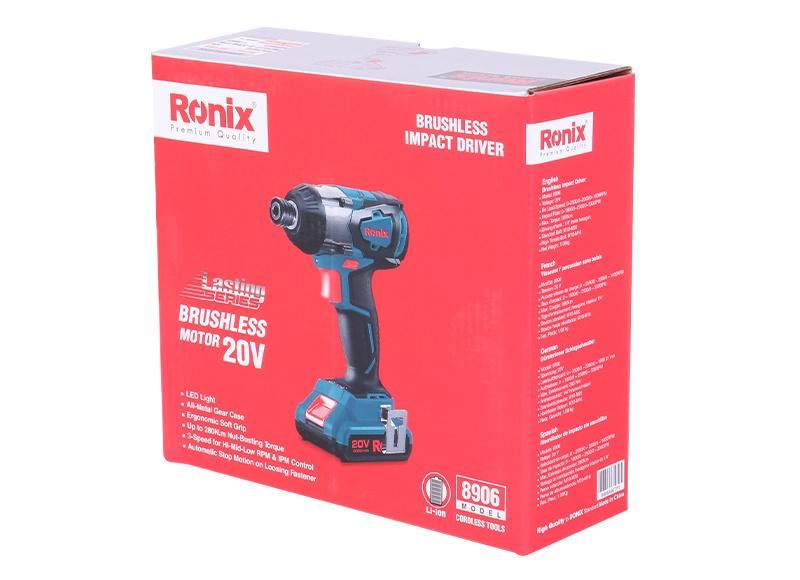 Ronix Power Tool Model 8906 280n. M Brushless Motor Li-on Battery Cordless Electric Screwdriver Drill