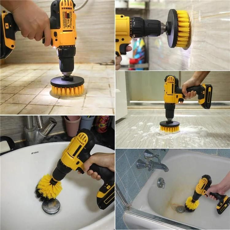 Electric Drill Brush Blue 4-Piece Set 2 Inch 3.5 Inch 4 Inch Electric Cleaning Brush