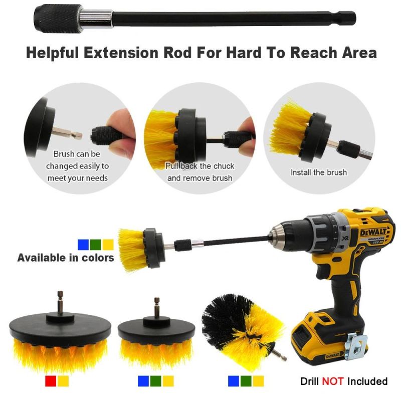 Electric Drill Brush 3-Piece Set Yellow Brush Head Floor Wall Descaling Cleaning Polishing Cleaning Brush