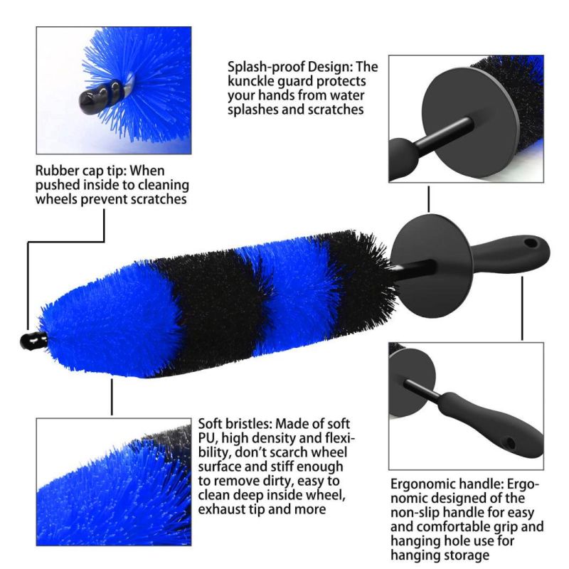 Cross-Border Supply Car Cleaning Brush 8 Sets of Blue Car Wash Cloth Car Beauty Cleaning Tools