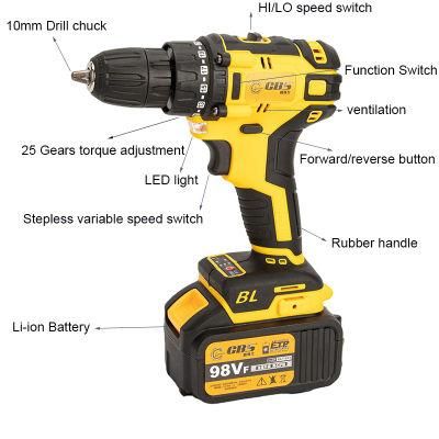 21V Mini Electric Screwdriver Screw Driver Bit Cordless Drill Hammer Drillbattery Power Tools Combo Kits Electric Tools Parts