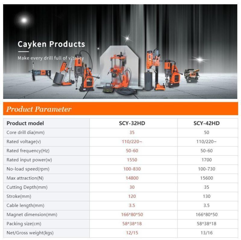 Cayken Electric Power Tools 35mm Mag Drill Press Magnetic Base Drill Machine (SCY-35HD)