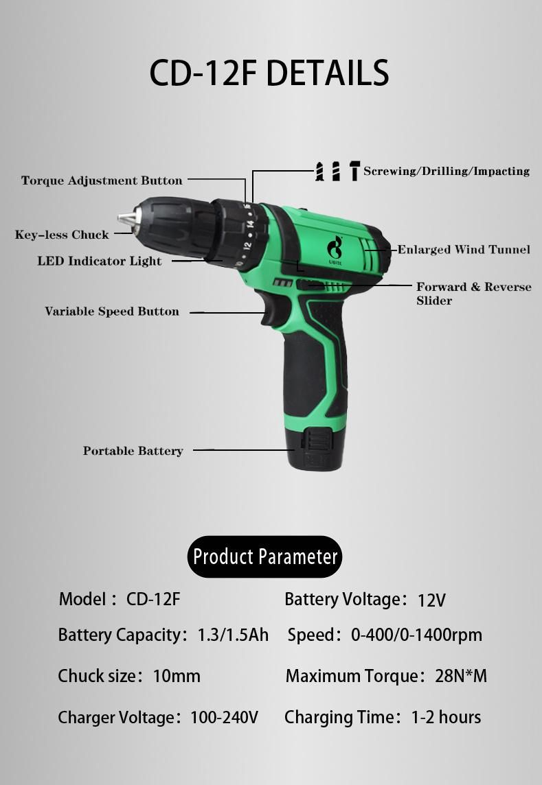 Nextop 12V Li-ion Mini Screwdriver Lithium Battery Cordless Impact Drill