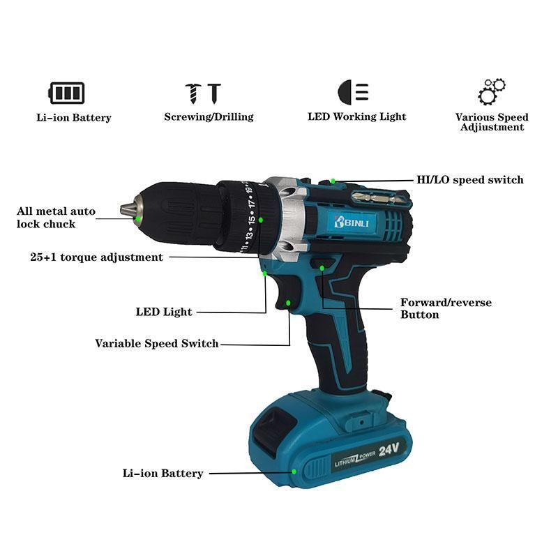 High Quality Portable Charging Cordless Lithium Ion 220V Electric Impact Drill