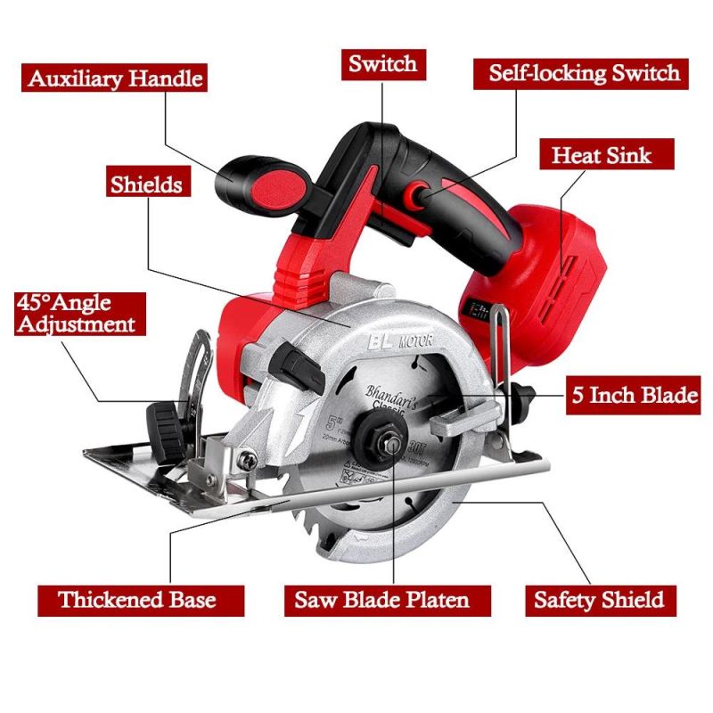 5 Inch Electric Handle Dust Passage Multifunction Cutting Machine Cordless Mini Power Tool Set Wood Saw Circular Saw