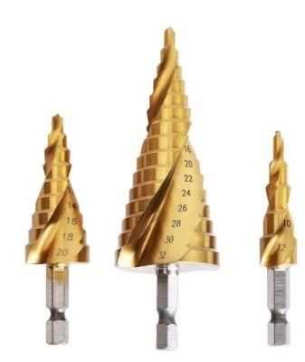 HSS Titanium Coated Spiral Grooved Step Drill 3-Piece Set