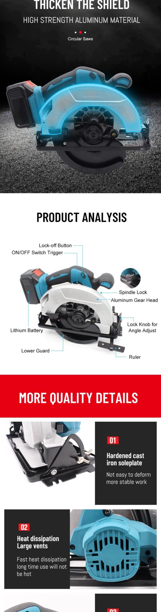 Gaide Factory Price Wholesale Cutting Machine 18V 4ah Cordless Brushless Circular Saw